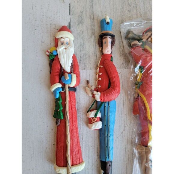 Sterling claydough Soldier Santa Claus long ornament figure Xmas set decor - Picture 3 of 9